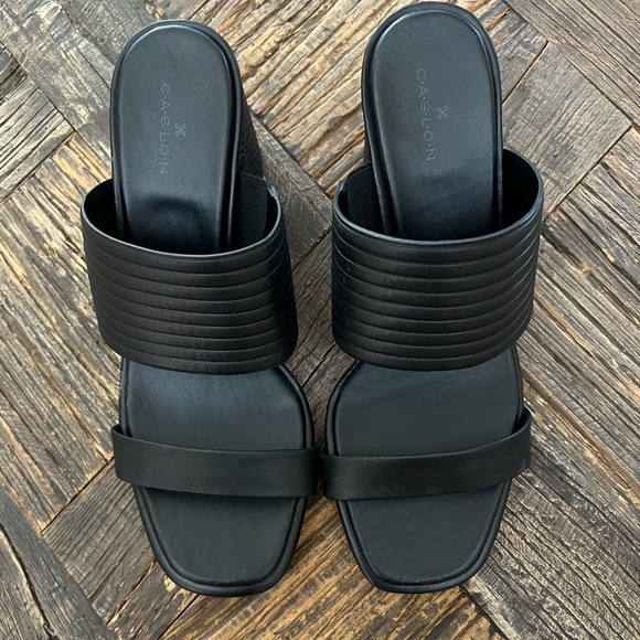 NWOT Caslon Lamia Leather Open Toe Block Heel Sandals – Black - 9 - Picture 7 of 8